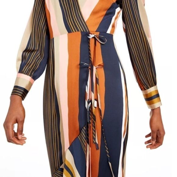 Foxiedox Colorful Striped Faux-Wrap Dress - Picture 3 of 8